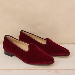 Vibi Venezia Burgundy Velvet Leather Loafers